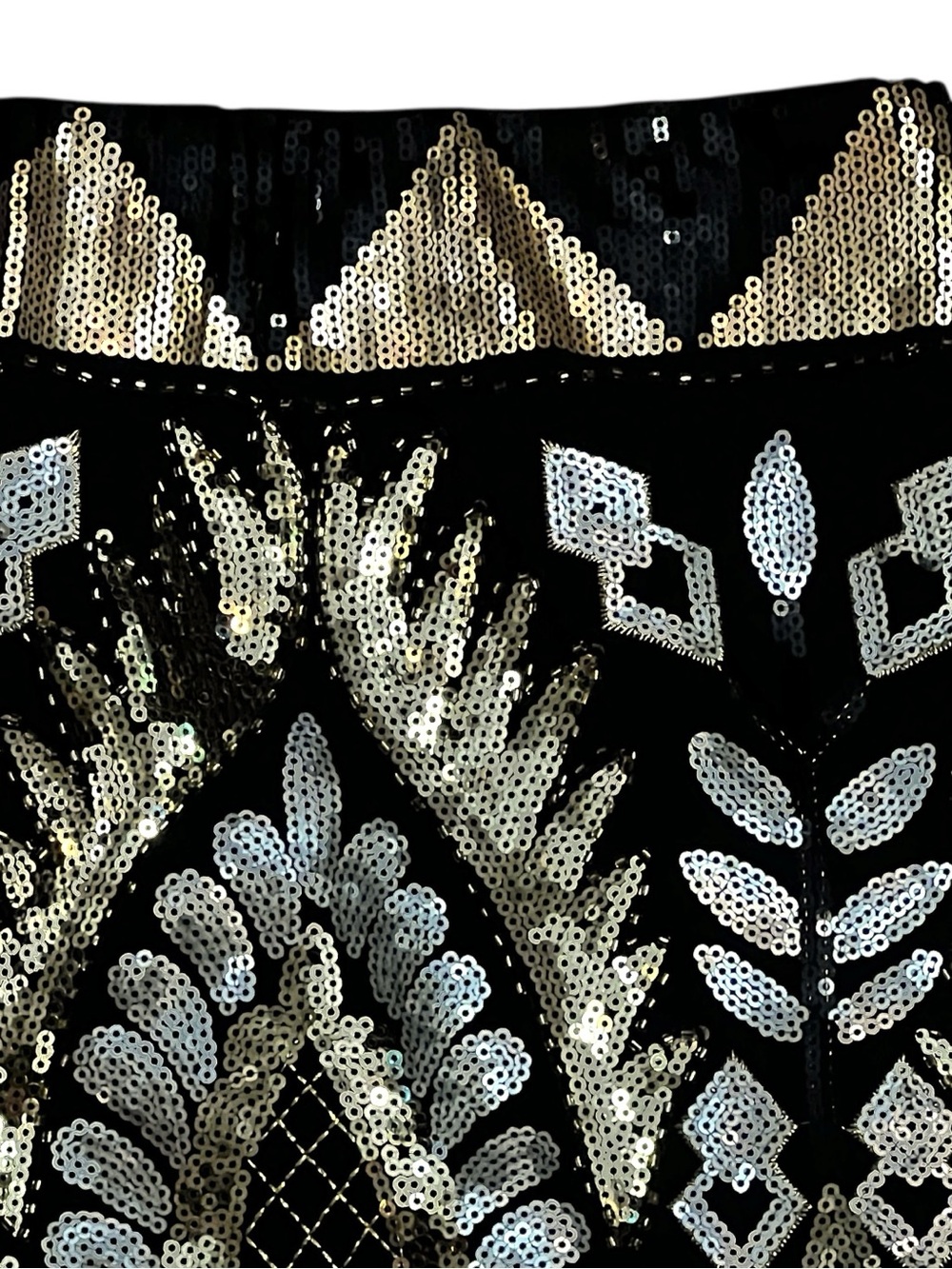 VICI Black Mini Skirt with Silver & Gold Sequins Stretch SZ L - Picture 11 of 16